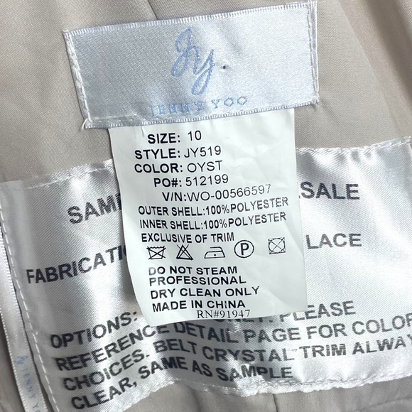 Jenny Yoo Oyster (Pearl-Colored) Florentine Lace Formal Gown Size 10 - Picture 7 of 8